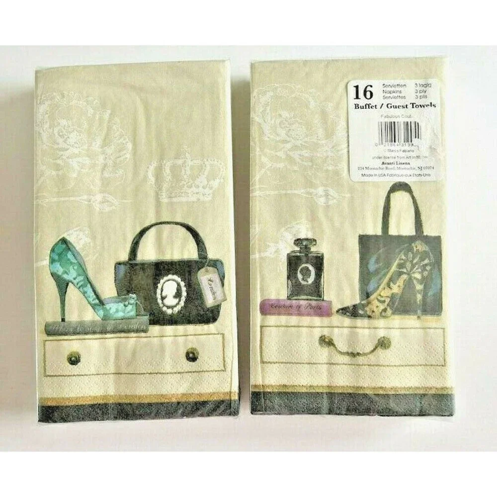 Avanti Fabulous Couture Paper Napkins Guest Towels Buffet 16 ct 2 pks Decoupage